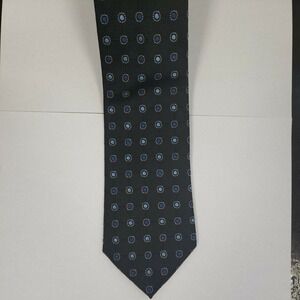 Saddlebred Neck Tie Men's Black Blue Circles 100% Silk Career Wear Suit